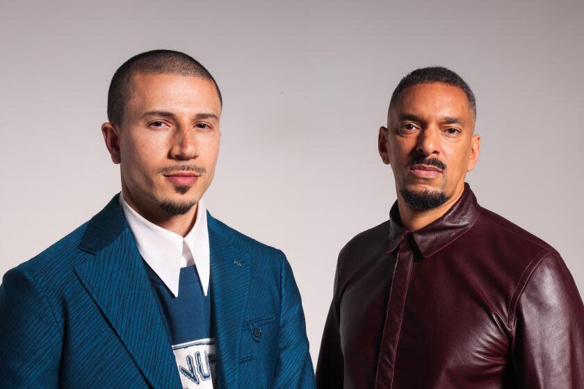 Los Angeles, CA - October 03: Slick Naim, left, and Michael Francis Williams, right, directed the last two episodes of "The Changeling," an Apple TV+ series based on the book by Victor LaValle, and stand for a portrait at a studio on Tuesday, Oct. 3, 2023 in Los Angeles, CA. (Dania Maxwell / Los Angeles Times)