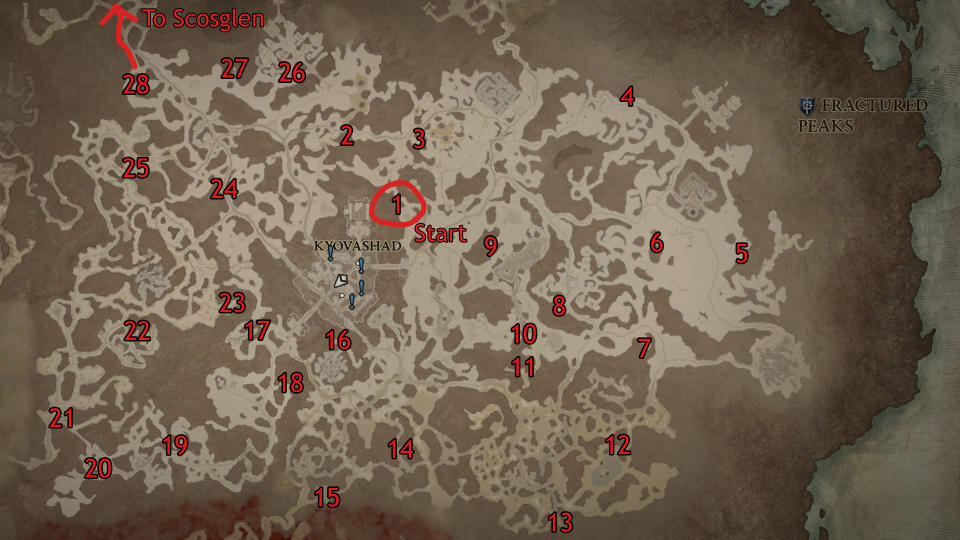 Diablo 4 Fractured Peaks Altar of Lilith locations