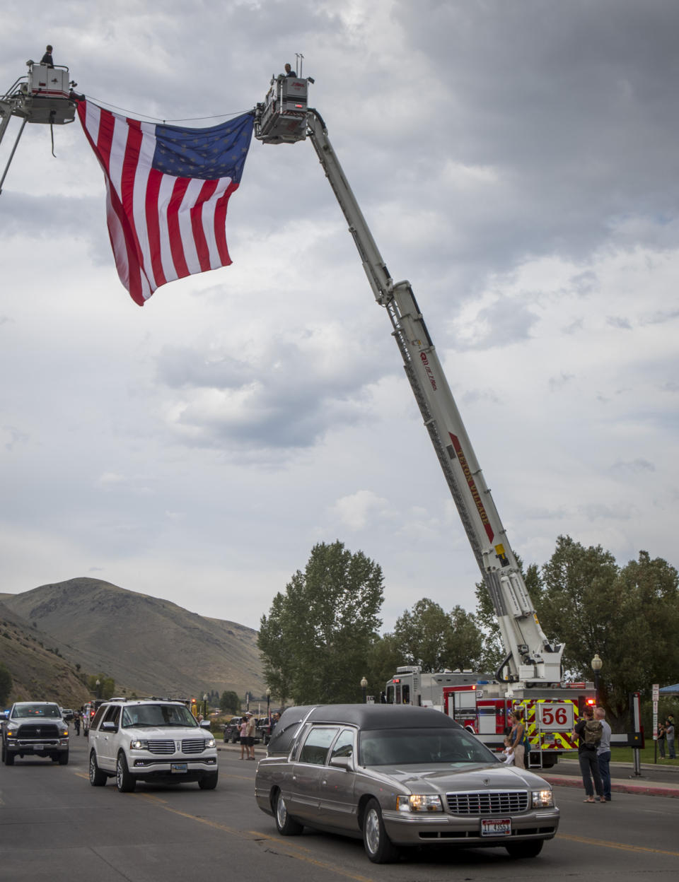 The remains of Marine Lance Cpl. Rylee McCollum return to Jackson, Wyo., Friday, Sept. 10, 2021. McCollum was one of the service members killed in Afghanistan after a suicide bomber attacked Hamid Karzai International Airport on Aug. 26. (AP Photo/Amber Baesler)