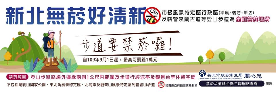 菸害防制無菸步道布條。   圖：新北市衛生局提供