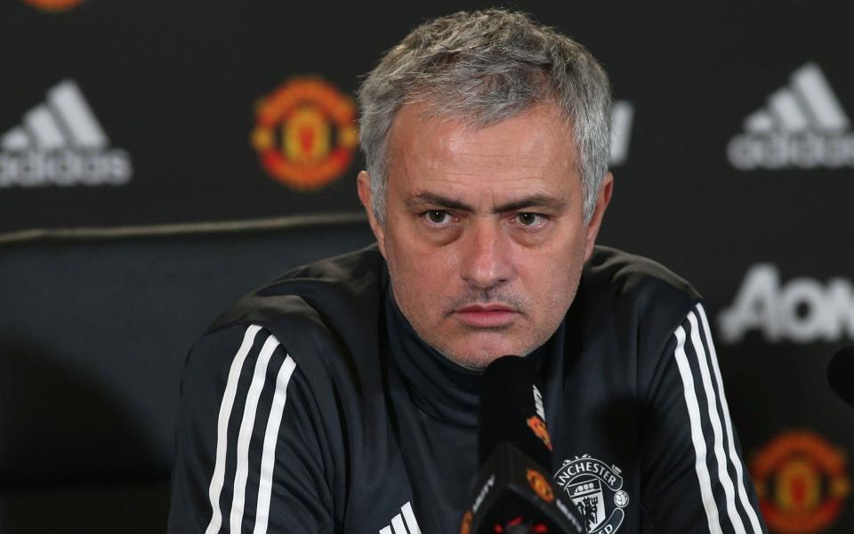 Jose Mourinho of Manchester United speaks during a press conference at Aon Training Complex on December 29, 2017 in Manchester, England - Manchester United