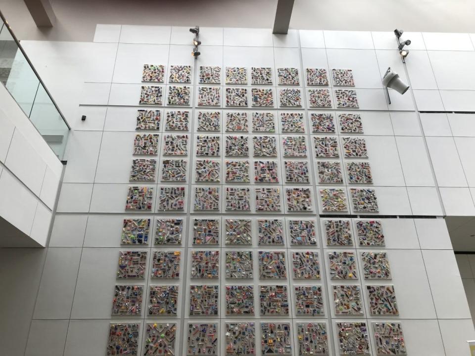 The Healing Memorial, which contains thousands of pouches created by metro Detroiters to recognize loss during the COVID-19 pandemic, in October 2022. It will be moving from inside Huntington Place in downtown Detroit to the Cranbrook Art Museum in Bloomfield Hills.