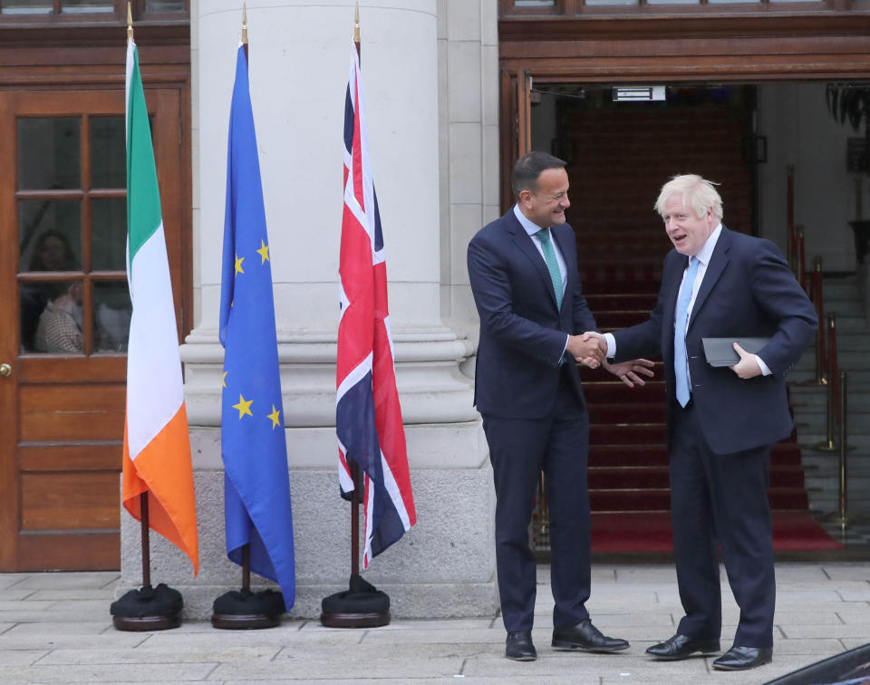 Prime Minister Boris Johnson meets Taoiseach Leo Varadkar in Government Buildings during his visit to Dublin.