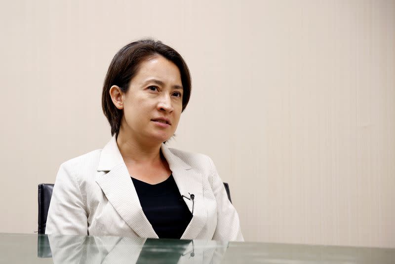 FILE PHOTO: Hsiao Bi-khim, a lawmaker from Taiwan's ruling Democratic Progressive Party, speaks during an interview in Taipei