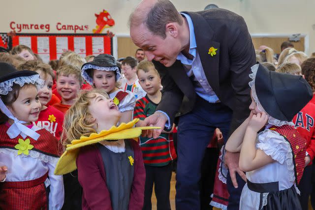 <p>Andrew Parsons/Kensington Palace</p> Prince William visits All Saints School in Wrexham on March 1, 2024