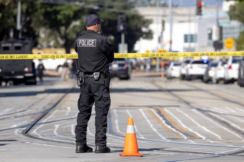 FILE PHOTO: Police secure the scene of a mass shooting in San Jose