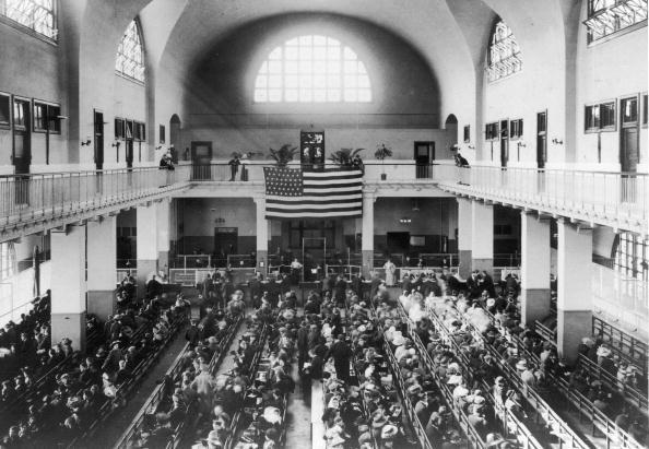 <p>An aerial photo shows hundreds of immigrants arriving at Ellis Island, looking for new opportunity in America. During the time the passage was open, 1892-1954, there were approximately <a href="http://teacher.scholastic.com/activities/immigration/tour/stop1.htm" rel="nofollow noopener" target="_blank" data-ylk="slk:12 million immigrants;elm:context_link;itc:0;sec:content-canvas" class="link ">12 million immigrants</a> who traveled through Ellis Island. </p>