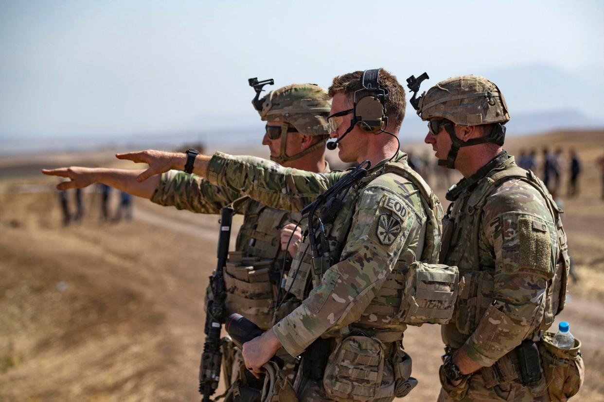 U.S. soldiers at a joint military exercise against the Islamic State group in Syria.