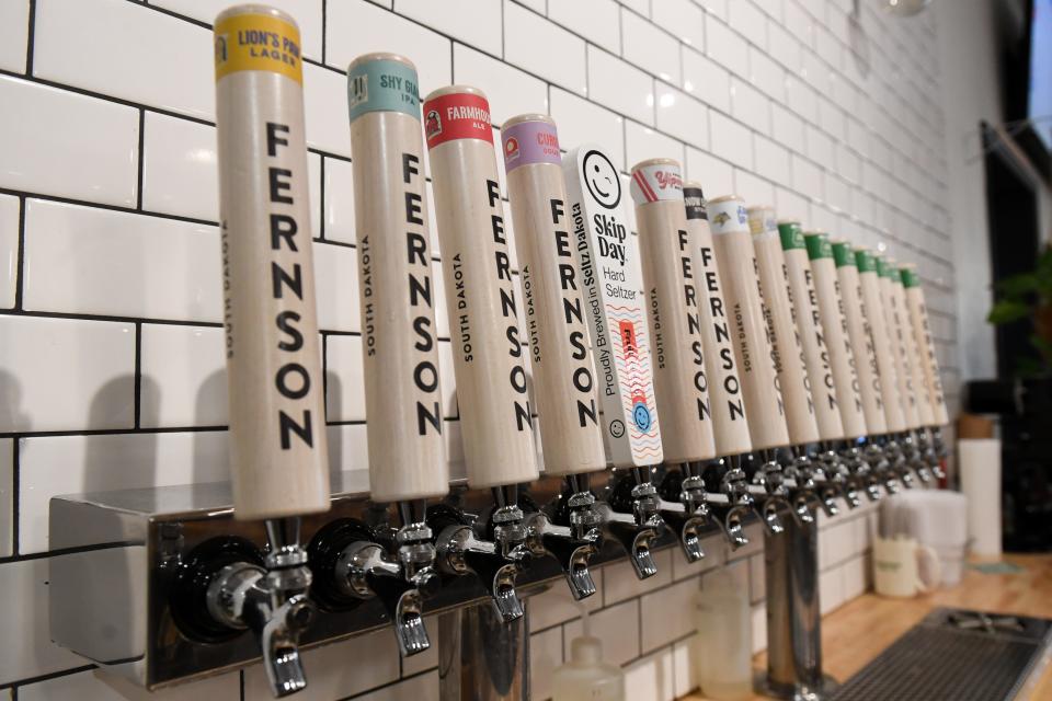 A row of beer taps on Saturday, Feb. 3, 2024 at Fernson Brewing Company in Sioux Falls.