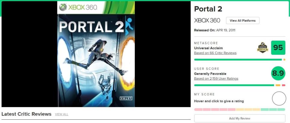 Portal 2 es uno de los mejores juegos de la historia