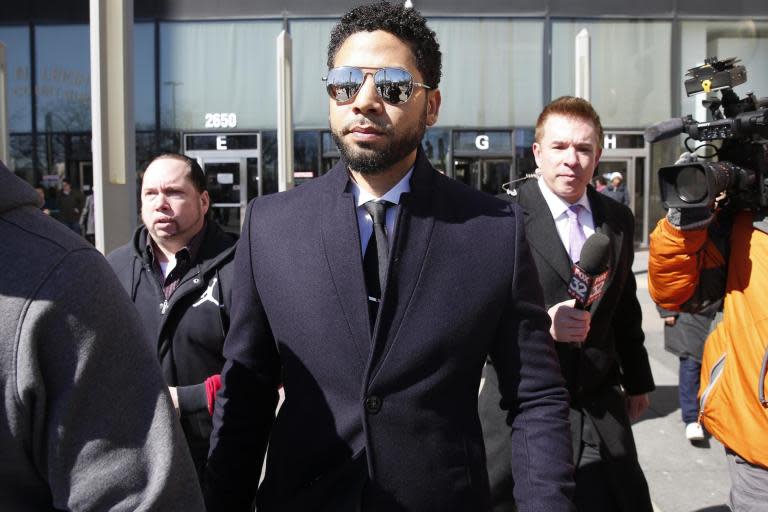 New documents on the Jussie Smollett case show that prosecutors told Chicago police detectives that a possible deal with the actor was in the works a month before charges against him were dropped.Smollett was charged in March with 16 counts alleging he lied to police when reporting he'd been the victim of a racist, anti-gay attack in January. Police contend the black and openly gay actor allegedly staged the attack because he was unhappy with his salary and wanted publicity.Prosecutors dropped charges on 26 March without Smollett admitting guilt. Then Chicago Mayor Rahm Emanuel and police Superintendent Eddie Johnson expressed outrage over the prosecutors' decision. Smollett has maintained his innocence. The approximately 460 pages of new documents show that detectives investigating Smollett's allegations were told by Cook County prosecutors a deal with the Empire actor could include a $10,000 fine and community service. The detectives did not pass the information to superiors. "They didn't pass it on because they didn't know it (the case) was going to be handled the way it was," said Chicago police spokesman Anthony Guglielmi. In the documents released on Thursday, detectives note the Chicago Police Department was informed by the Cook County State's Attorney's office on 28 February that they could no longer investigate the crime. Smollett was indicted on 7 March. The lead investigators in the case met with Assistant State's Attorney Risa Lanier, who informed detectives "that she felt the case would be settled with Smollett paying the city of Chicago $10,000 in restitution and doing community service". The detectives closed the case at that point because an arrest was made and the alleged offender was being prosecuted, according to Guglielmi.It was the attorneys for Smollett who announced charges alleging he lied to police about attack had been dropped. At the time, Johnson said he learned of the deal prosecutors made with Smollett when the deal was announced by lawyers, adding he didn't think justice was being served. However, he didn't directly criticise prosecutors."My job as a police officer is to investigate an incident, gather evidence, gather the facts and present them to the state's attorney," Johnson said. "That's what we did. I stand behind the detectives' investigation." The Illinois Prosecutors Bar Association said the dismissal of the charges was "an affront to prosecutors across the state" as well as police, victims of hate crimes and the county as a whole.The city of Chicago is seeking $130,000 from Smollett to cover the costs of the investigation into his reported beating. The city claims about two dozen detectives and officers investigated the entertainer's report that he was attacked, resulting in a "substantial number of overtime hours."Additional reporting by agencies