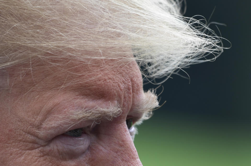 President Trump speaks to reporters on the South Lawn of the White House on Oct. 8, 2018. (Photo: Susan Walsh/AP)