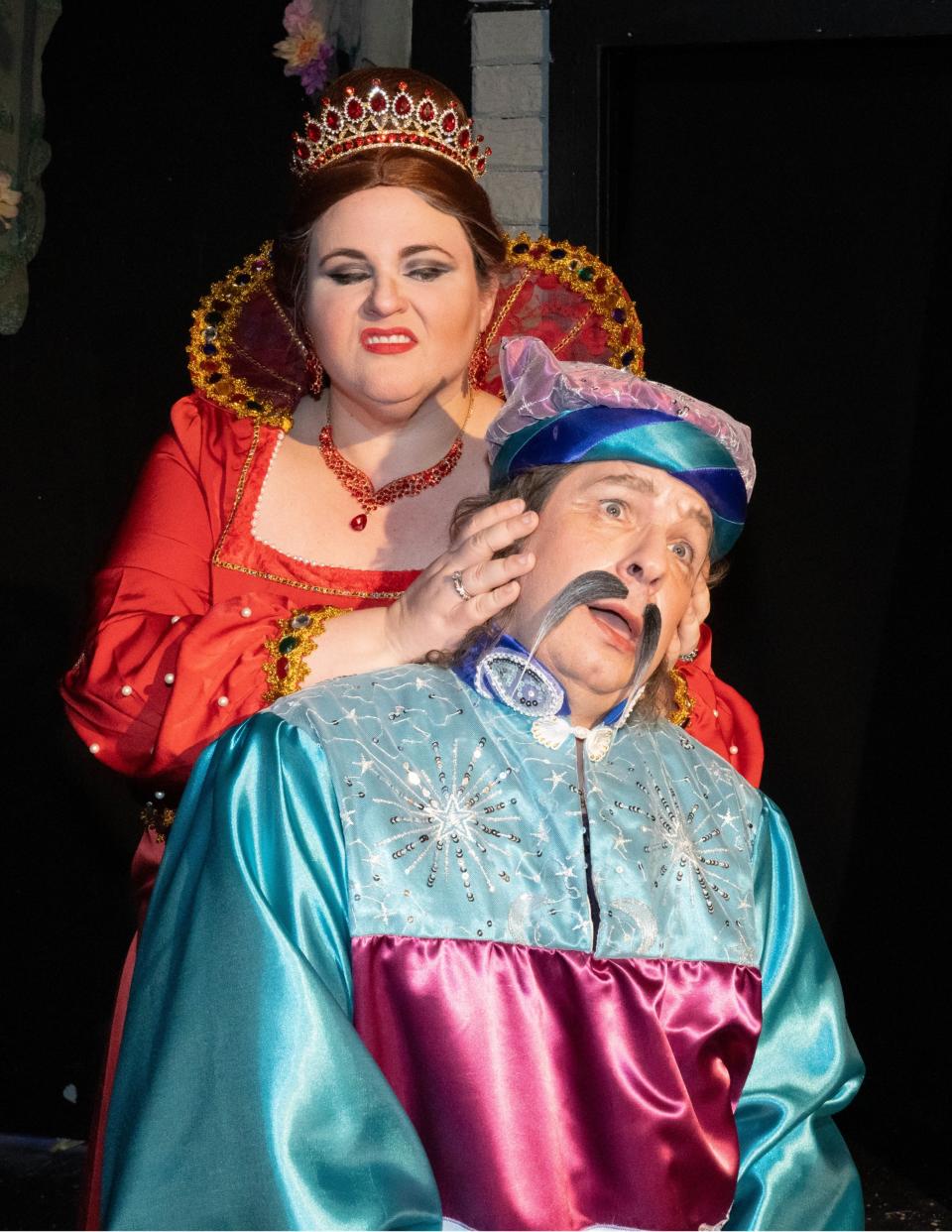 Dorothy Wright Sontag as "Queen Aggravain" teaches sensitivity to the hapless castle wizard played by Marco Urbanic in the musical "Once Upon a Mattress," on stage at Surfside Playhouse in Cocoa Beach through Nov. 19. Visit surfsideplayhouse.com.