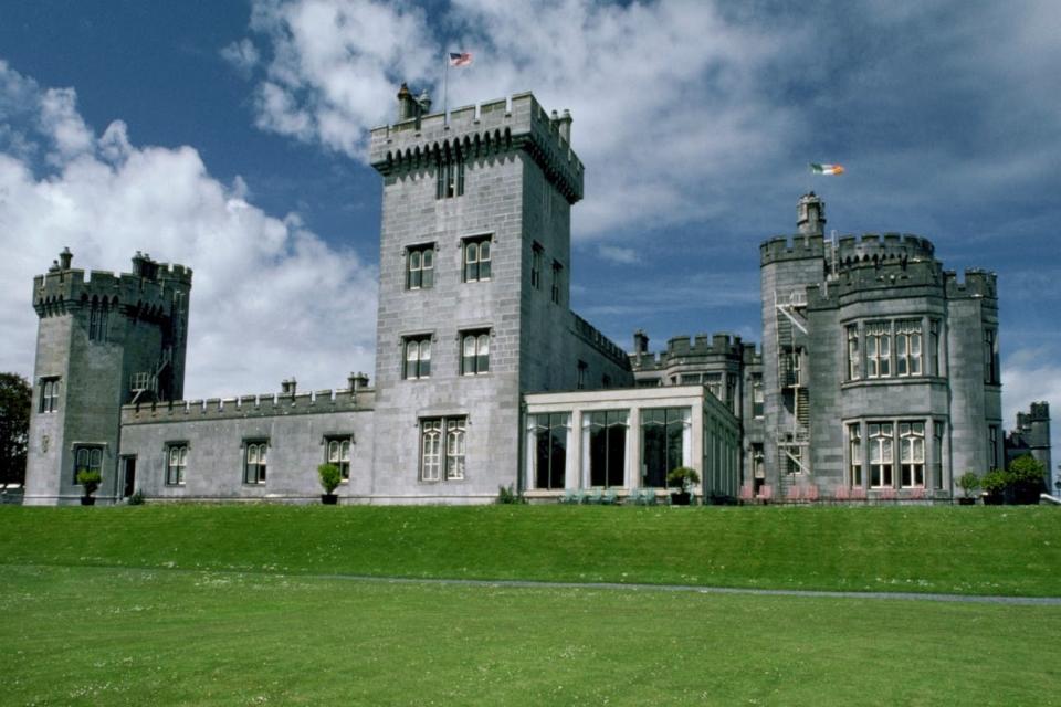 Dromoland Castle sits on a green field