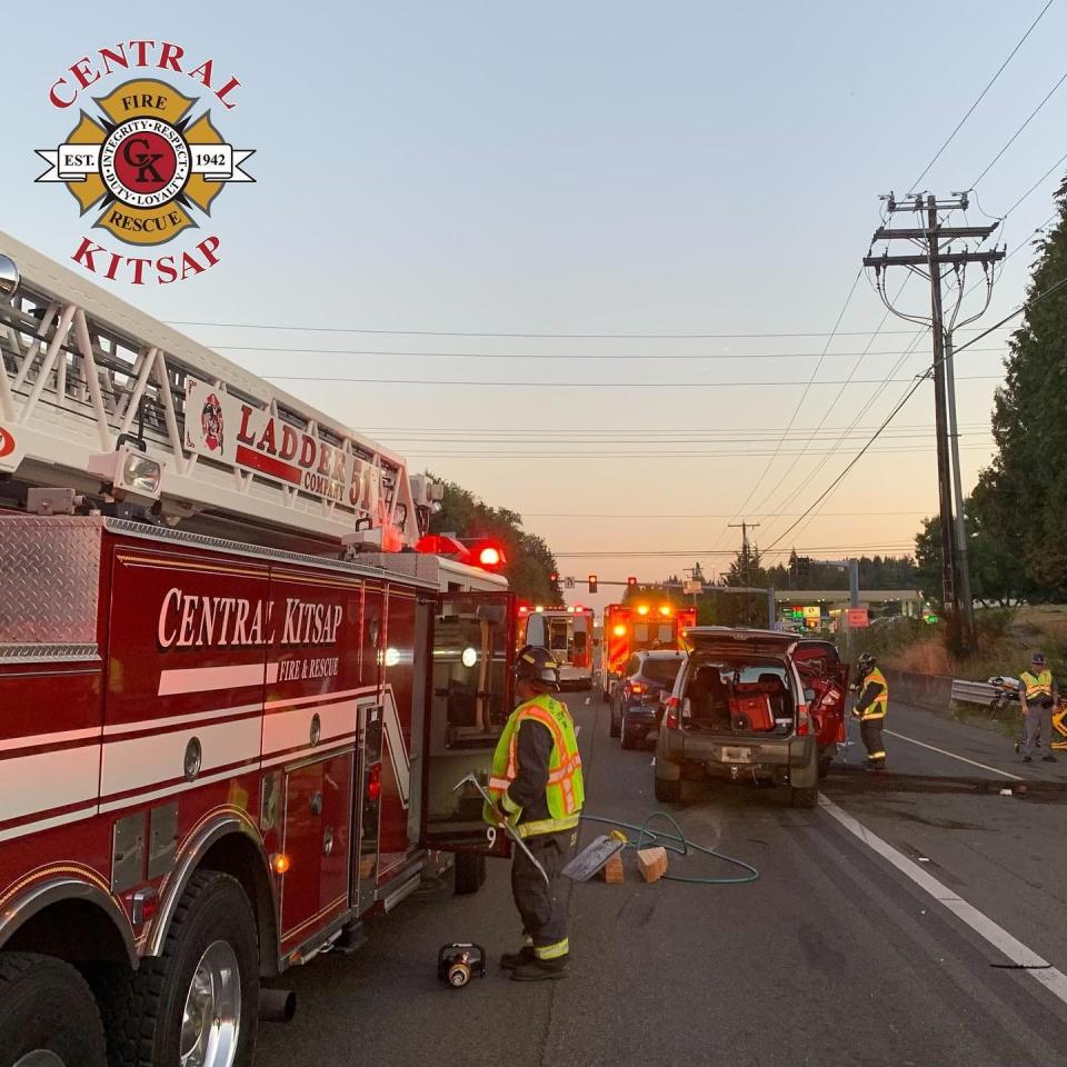 Central Kitsap Fire and Rescue provided this image of a crash on Monday night at the intersection of Highway 303 and McWilliams Road.