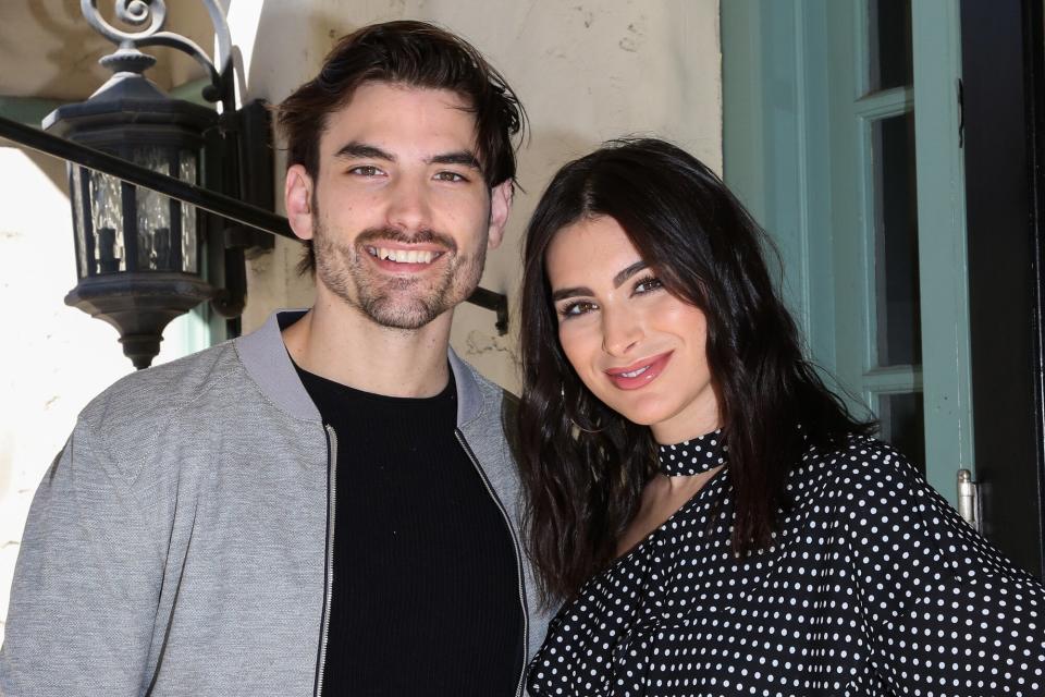 Reality TV Personalities Jared Haibon (L) and Ashley Iaconetti Haibon visit Hallmark Channel's "Home & Family" at Universal Studios Hollywood on February 20, 2020 in Universal City, California.