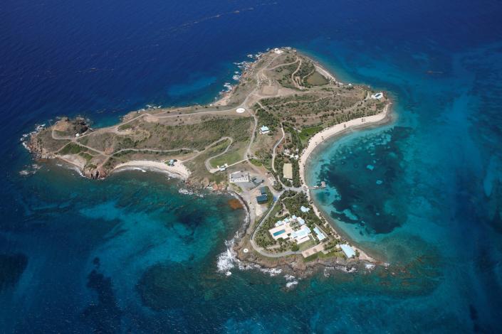 Little St James Island, one of the properties of financier Jeffrey Epstein, is seen in an aerial view in July: REUTERS