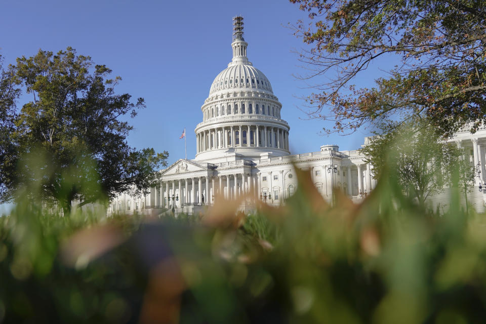The U.S. Capitol is seen on Monday, Oct. 23, 2023, in Washington. (AP Photo/Mariam Zuhaib)