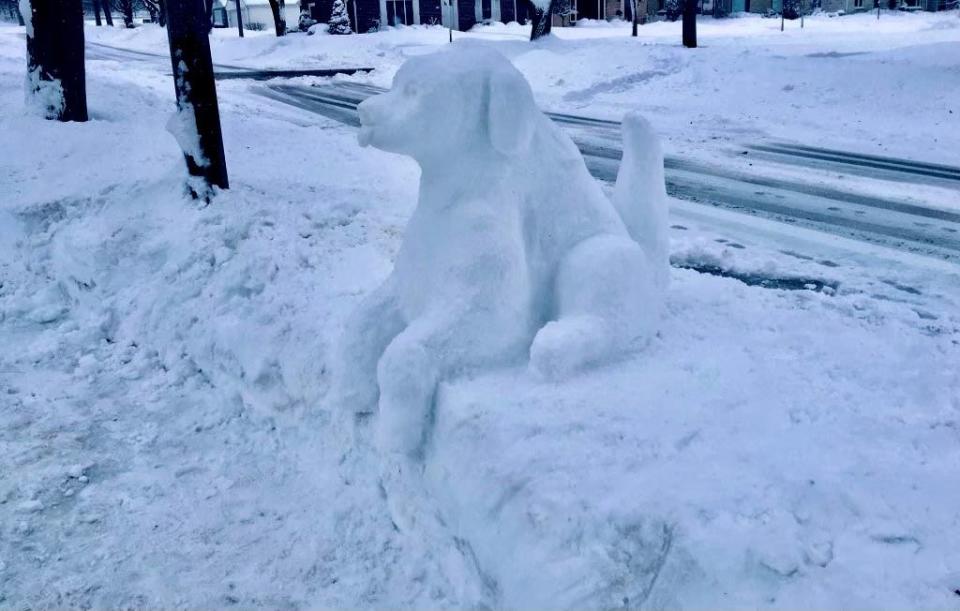 Dave Sorenson sculpted a dog a couple years ago out of snow and created an opening in his yard for neighborhood dogs looking to stop for the bathroom.