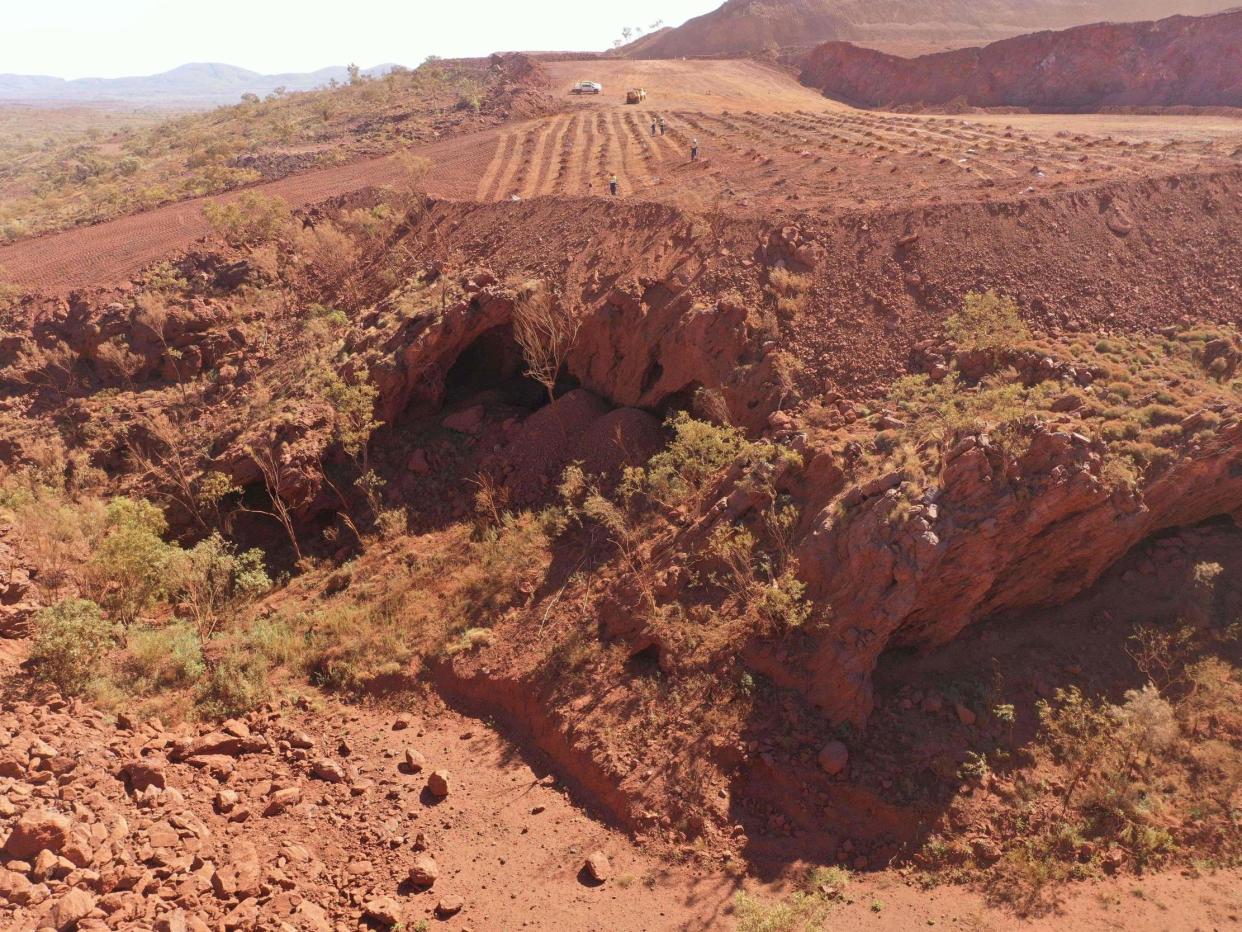 Photo shows Juukan Gorge cave in Western Australia after demolition: PKKP Aboriginal Corporation/AFP