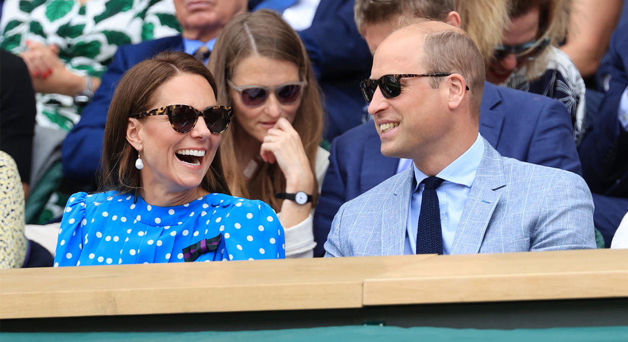 The Duke and Duchess of Cambridge were seen to be having a great time on Centre Court on Tuesday afternoon. (Getty Images)