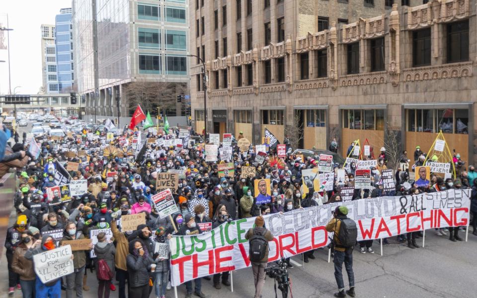 The city of Minneapolis has been heaving with protesters during the trial - Christopher Mark Juhn/Anadolu Agency via Getty Images