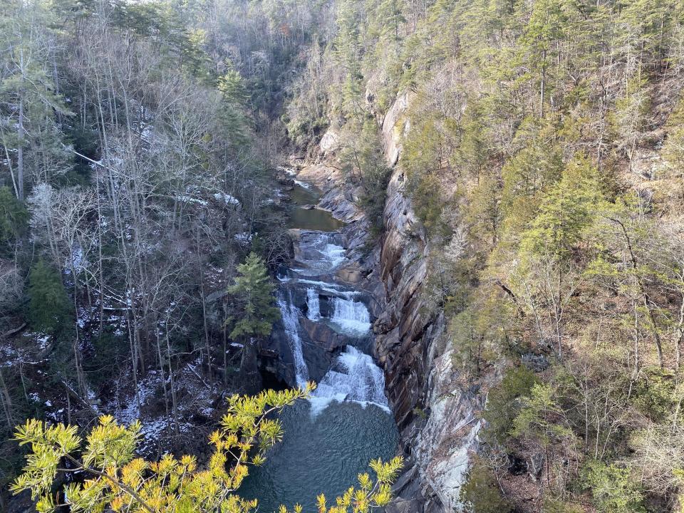 You can hike the rim trails to overlook the Tallulah Gorge or take the trails from the Jane Hurt Yarn Interpretive Center down into the gorge to get a peak at five different waterfalls that flow through the gorge. (Scott Flynn, WSB-TV)