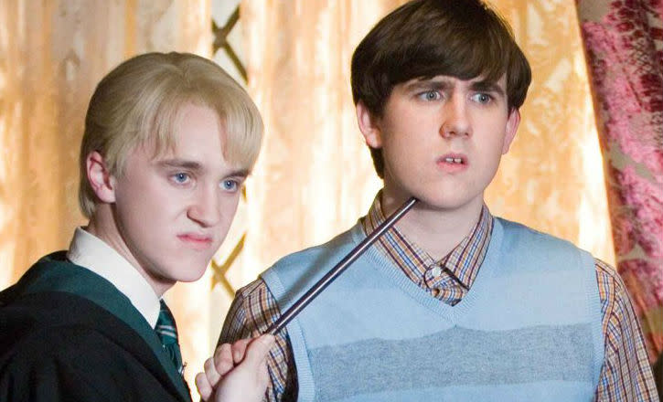 Matthew Lewis, right, starred as Neville Longbottom in the Harry Potter films. (Warner Bros)