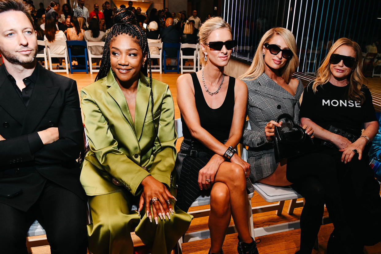 Derek Blasberg Tiffany Haddish Nicky Hilton Rothschild Paris Hilton Kathy Hilton Nina Westervelt/WWD via Getty Images