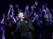 <p>Antonio Banderas performs at the presentation of his new show Company on Wednesday at the Soho Caixabank Theatre in Malaga, Spain.</p>