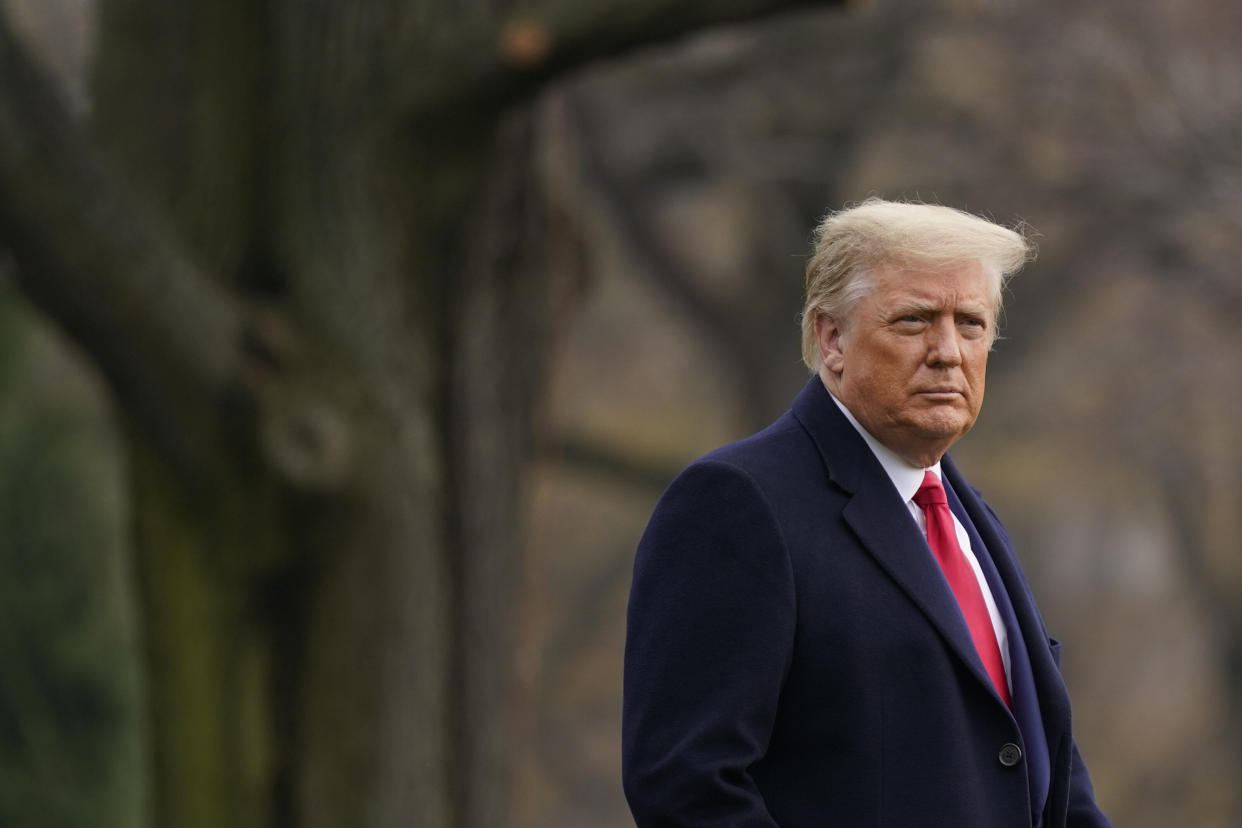 President Donald Trump walks on the South Lawn of the White House in Washington, D.C., before boarding Marine One on Dec. 12. (Photo: Patrick Semansky / ASSOCIATED PRESS)