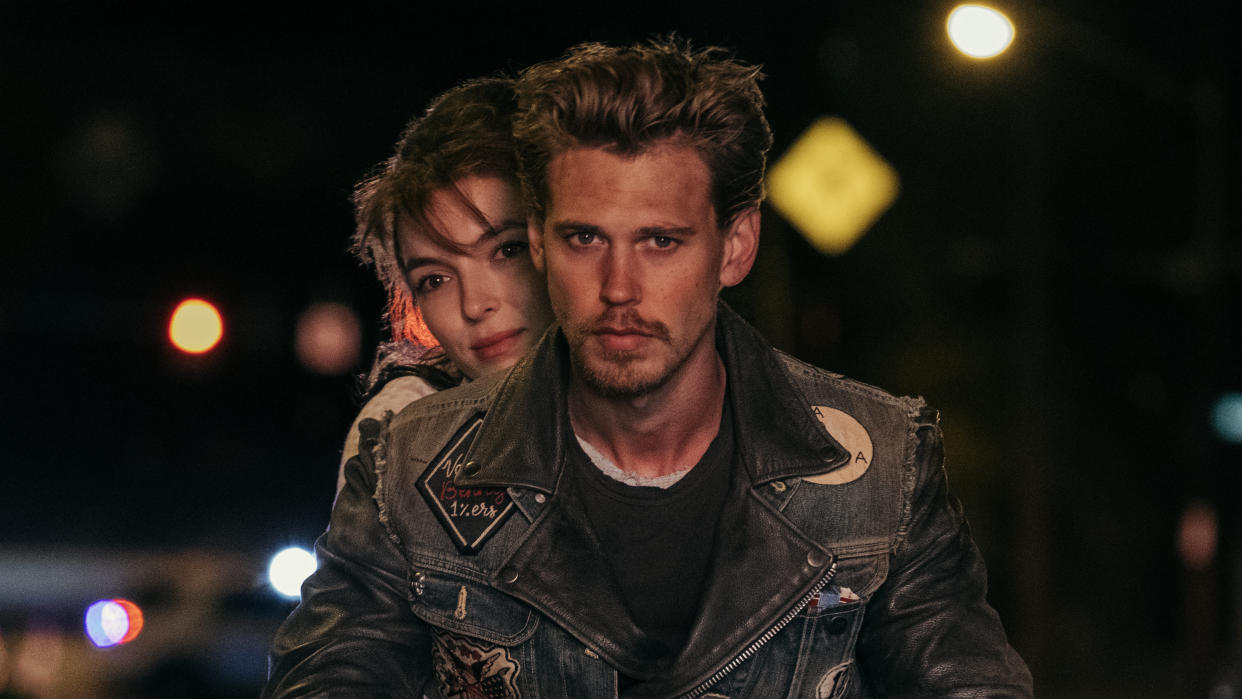 Jodie Comer and Austin Butler are a married couple in The Bikeriders. (Universal Pictures)