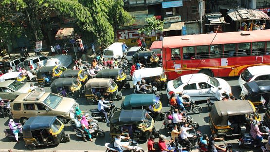 Busy traffic in Mumbai, India