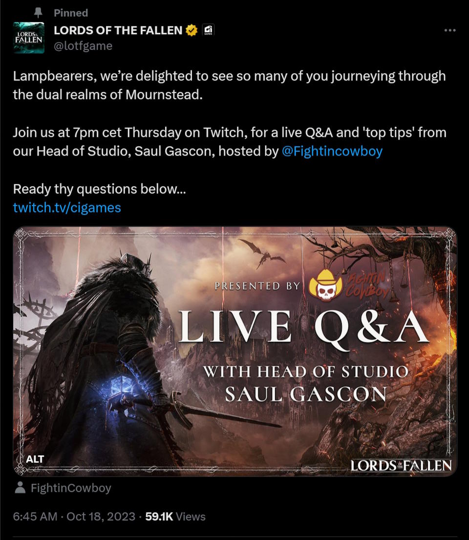 Lampbearers, we’re delighted to see so many of you journeying through the dual realms of Mournstead.  Join us at 7pm cet Thursday on Twitch, for a live Q&A and 'top tips' from our Head of Studio, Saul Gascon, hosted by @Fightincowboy   Ready thy questions below… https://twitch.tv/cigames