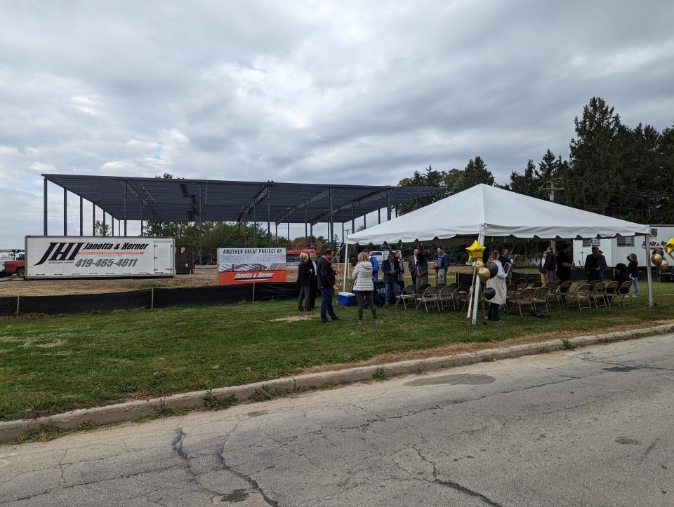 The Lagersmith Can Supply Co. held a groundbreaking ceremony was held in front of the framework for their new $10 million facility in Fremont that will employ 20.