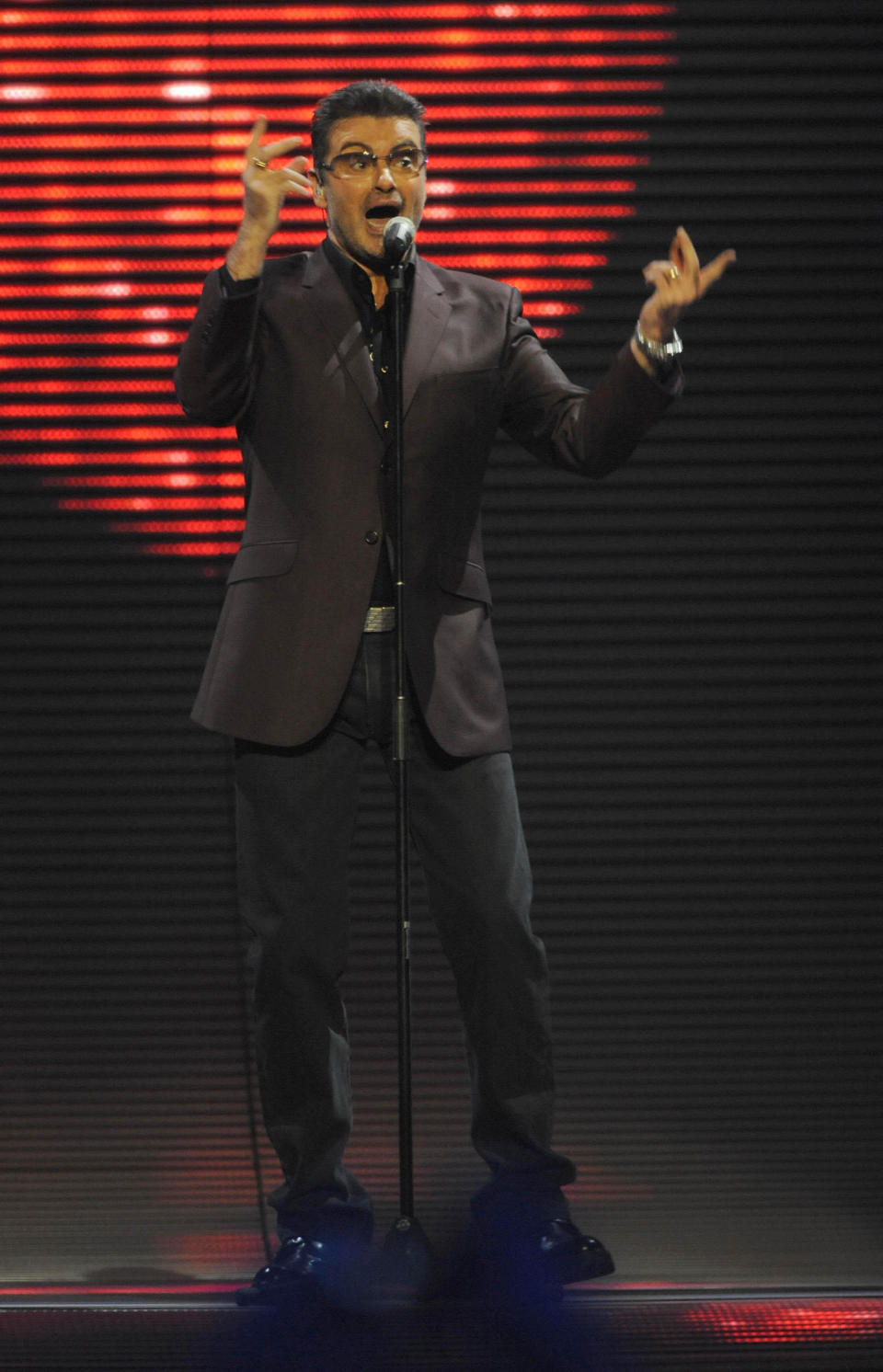 George Michael is seen performing in concert at Earls Court, London.