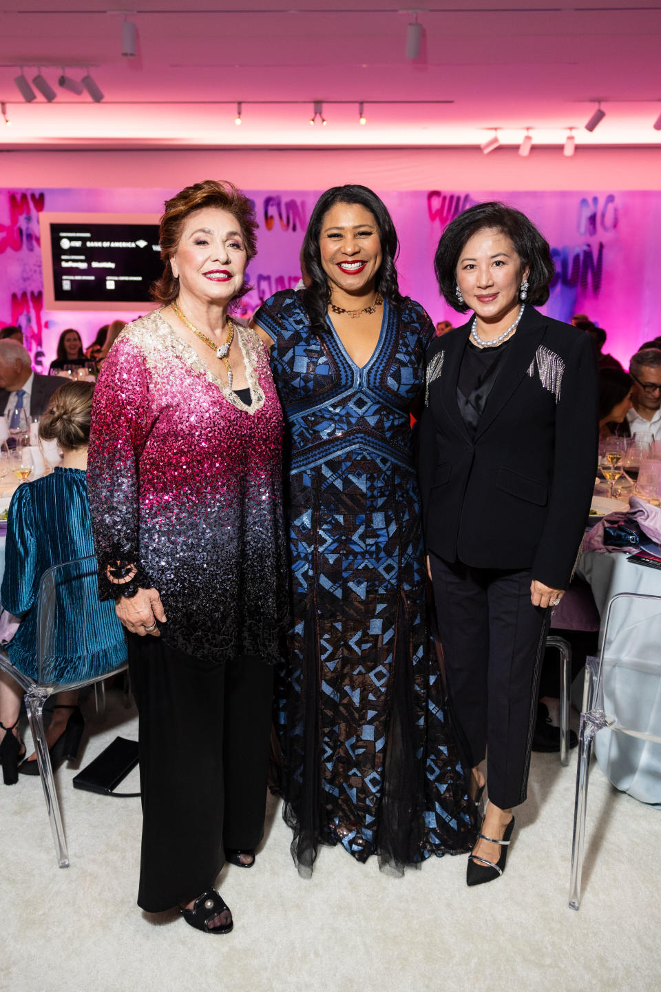 SAN FRANCISCO, CA - April 19 - Maria Manetti Shrem, London Breed and Gorretti Lui attend SFMOMA's 2023 Art Bash on April 19th 2023 at SFMOMA in San Francisco, CA (Photo - Drew Altizer)