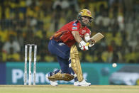 Punjab Kings' Rilee Rossouw bats during the Indian Premier League cricket match between Chennai Super Kings and Punjab Kings in Chennai, India, Wednesday, May 1, 2024. (AP Photo/R. Parthibhan)