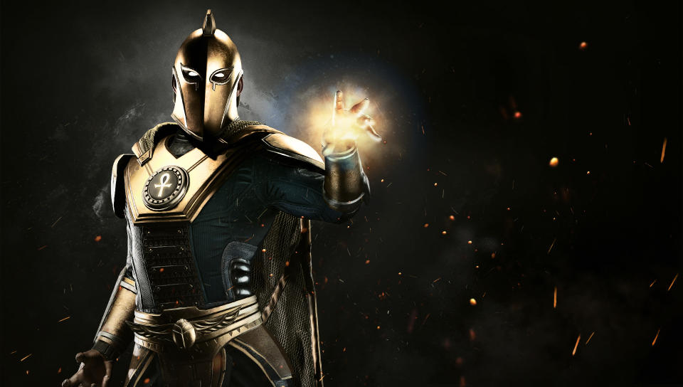 <p>Dr Fate made a cameo in the first Injustice game, but he will be playable in Injustice 2. His real name is Kent Nelson, and he is a powerful sorcerer and agent for The Lords of Order. </p>