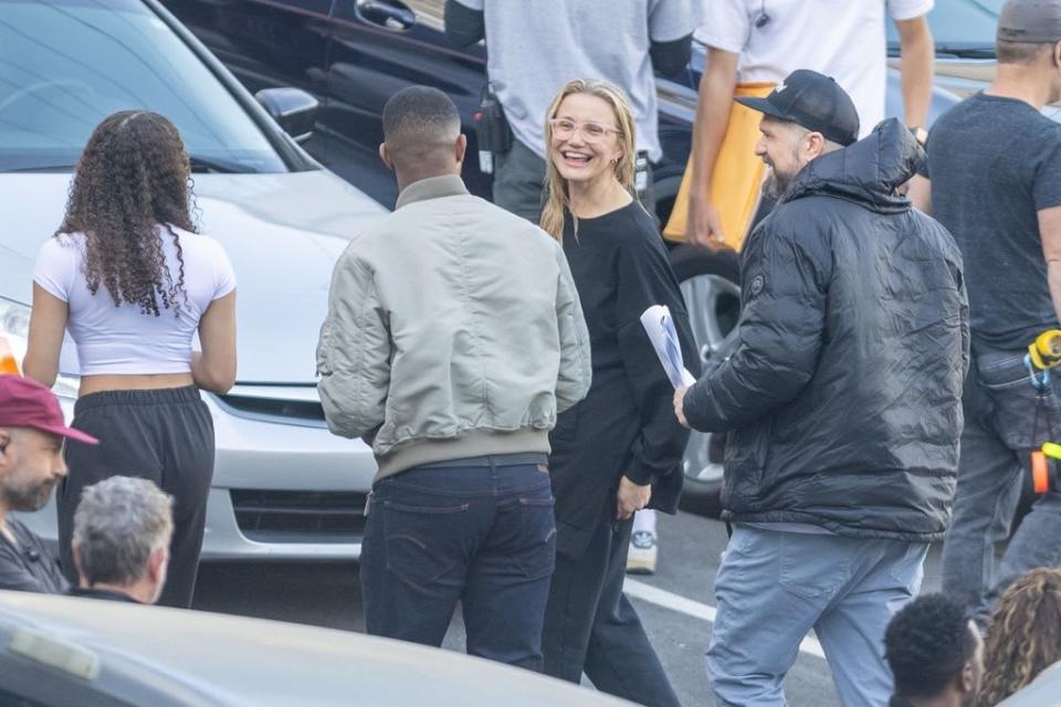 Cameron Diaz and McKenna Roberts film scenes with "Chris" a new photo double for Jamie Foxx's character in 'Back In Action