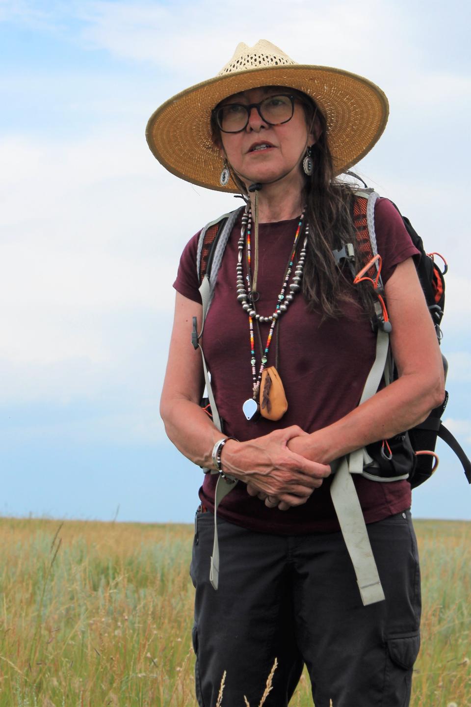 Cristina Eisenberg, Associate Dean for Inclusive Excellence and Director of Tribal Initiatives at Oregon State University speaks on the importance of Native American cultural inclusion during BLM Director Stone-Manning's visit to the Fort Belknap Indian Reservation