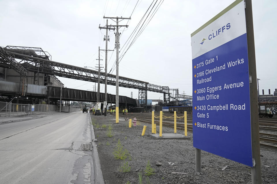 A portion of the Cleveland Cliffs-Cleveland Works is pictured on Monday, Aug. 14, 2023, in Cleveland. United States Steel Corp. said Sunday that it rejected a $7.3 billion buyout proposal from rival Cleveland Cliffs and was reviewing "strategic alternatives" after receiving several unsolicited offers. (AP Photo/Sue Ogrocki)