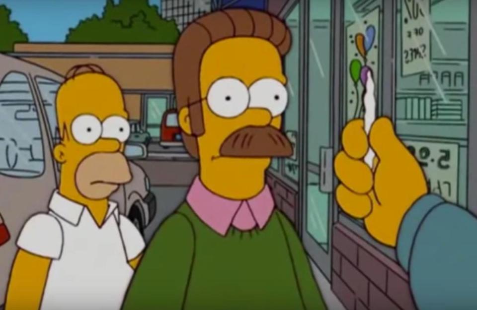 Homer and Ned look at a joint