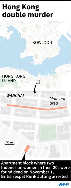 Map showing the neighbourhood in Hong Kong where a British banker was arrested after two Indonesian women's bodies were found in his apartment