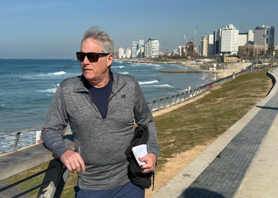Mark Patinkin by the waterfront in Jaffa.