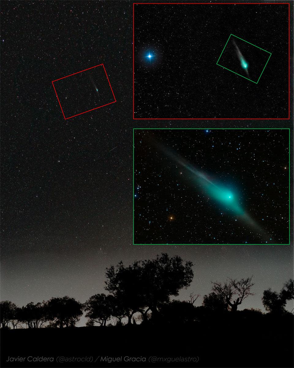 Triple view of comet ZTF (Javier Caldera & Miguel Gracia/Nasa)