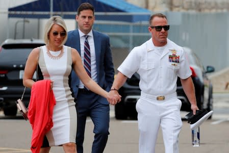 U.S. Navy SEAL Special Operations Chief Edward Gallagher arrives at court for the start of his court-martial trial at Naval Base San Diego in San Diego