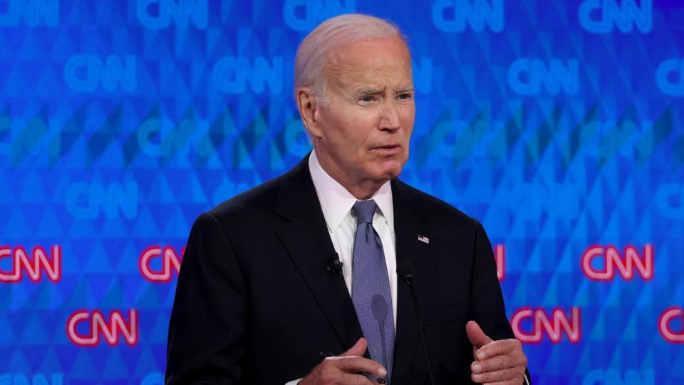 PHOTO: U.S. President Joe Biden delivers remarks during the CNN Presidential Debate, June 27, 2024, in Atlanta, Georgia. (Justin Sullivan/Getty Images)