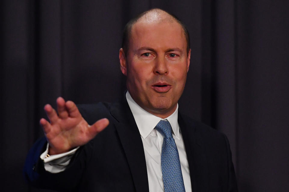 Treasurer Josh Frydenberg during a press conference