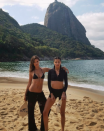 <p>Fellow model Adriana posed with model pal Alessandra Ambrosio for an Instagram snap, both looking sensational in black swimwear while filming in Rio. <i>[Photo: Alessandra Ambrosio/Instagram]</i></p>
